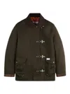 Fay Structured Green Cotton Jacket With Contrasting Collar In Green