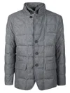 Fay Short Down Jacket In Carded Wool Flannel In Gray