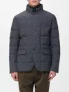 Fay Double Front Short Down Jacket In Wool In Blue