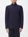 Fay Stretch Nylon Jacket High Collar Buckle In Blue