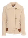 Fay 3 Hooks Shearling Jacket In Neutral