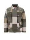 Fay Khaki Green Patchwork Jacket With Buckles In Cotton Man In Qbi Multi