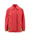 Fay Collared Jacket With Front Pockets And Contrast Cuffs In Red
