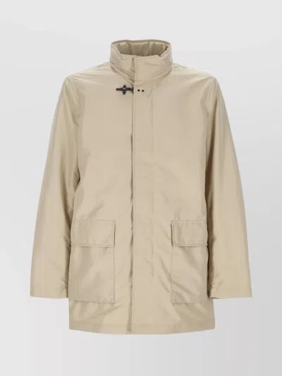Fay Jacket With Hidden Hood And Practical Pockets In Beige