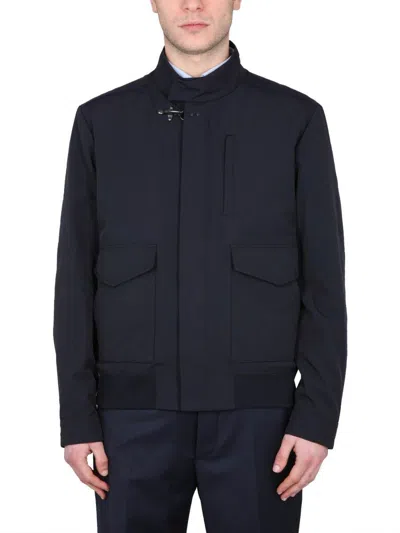 Fay Casual Jacket With Hook Closure In Blue
