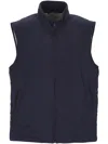 Fay Zippered Sleeveless Vest Pockets In Blue