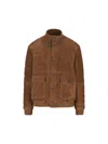 Fay Quilted-pattern Suede Bomber Jacket In Brown
