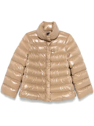 Fay Funnel-neck Puffer Jacket In Neutrals