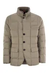 Fay Double-front Quilted Checked Down Jacket In Green