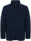 Fay Quilted Blue Jacket With High Collar