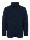 Fay Quilted Blue Jacket With High Collar In Azul