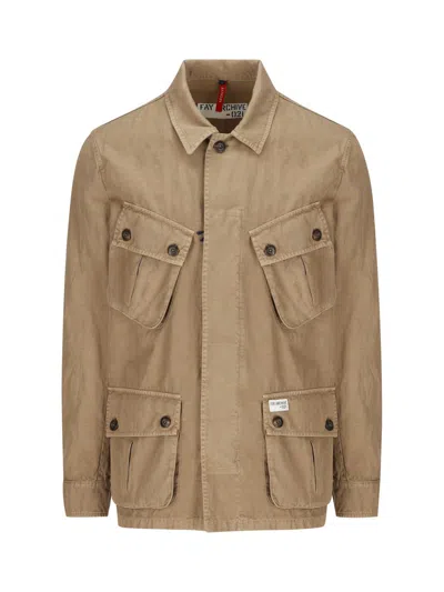 Fay Archive Gabard Cotone Lino In Beige