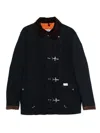 Fay Wool Blend Jacket With Front Pockets And Contrast Collar In Black