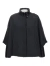 Fay Hook-fastening Wool Cape In Black