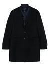Fay Layered Navy Blue Coat With Button Fastening And Flap Pockets In Blue