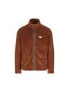 Fay High-collar Corduroy Jacket In Brown