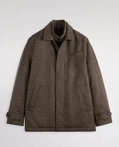 Fay Houndstooth Button-fastening Jacket In Brown
