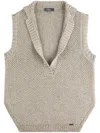 Fay Sleeveless Gray Knit Sweater With Textured Design In Grey