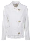 Fay Classic White Jacket With Collar And Gold-tone Hardware In White