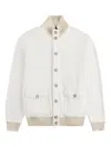 Fay Cotton Bomber Jacket Double Construction In White