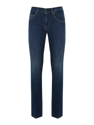 Fay Dark Denim Five-pocket Jeans In Blue