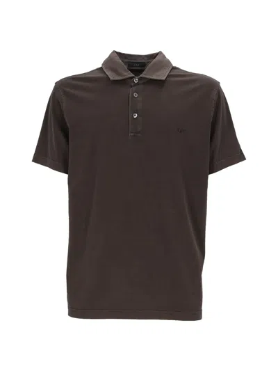 Fay Jersey Frosted Embroidery Cotton Polo Shirt In Brown