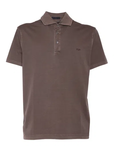 Fay Jersey Frosted Embroidery Polo In Brown