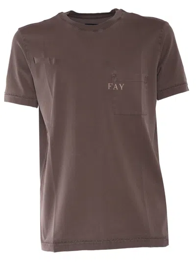 Fay Jersey Frosted T-shirt In Brown