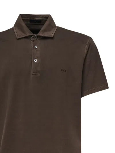 Fay Jersey Polo In Frosted Brown