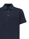 Fay Jersey Polo In Midnight Blue With Three Button