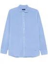 Fay Tailored Shirt With Cutaway Collar And Cuffed Sleeves In Sky Blue