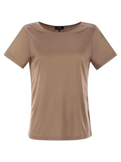 Fay Jersey T-shirt With Boat Neckline In Brown