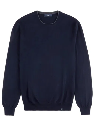 Fay Jumper In Blue Shaved Wool Knit In Multicolor