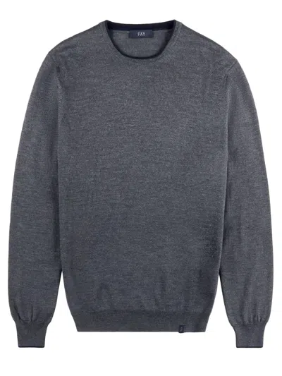 Fay Jumper In Grey Shaved Wool Knit