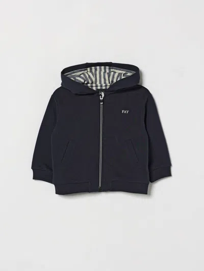 Fay Junior Babies'  Kid's Cotton Zip-up Hoodie With Contrast Logo In Black