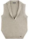 Fay Knitted Cotton Vest With Side Slits In Grey