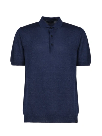 Fay Knitted Polo Shirt In Blue