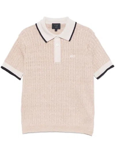 Fay Kids' Knitted Polo Shirt In Brown