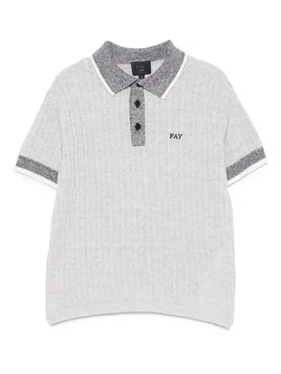 Fay Kids' Knitted Polo Shirt In Grey