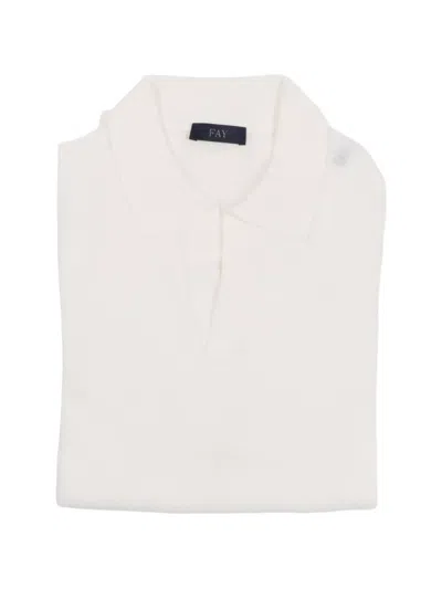 Fay Knitted Polo Shirt In White