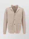 Fay Knitwear With Shawl Collar And Front Pockets In Neutral