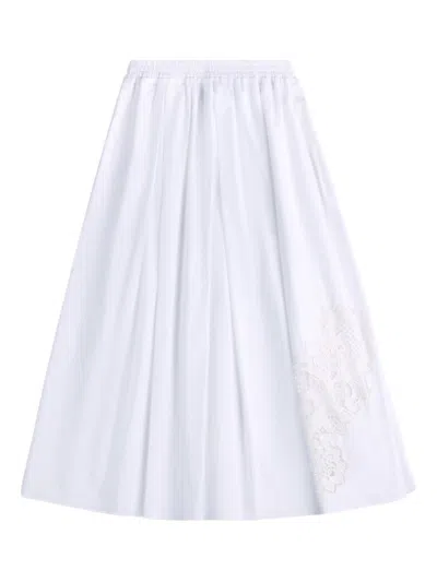 Fay Lace-trimmed A-line Skirt In White