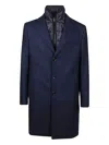 Fay Layered Buttoned Coat In Blue