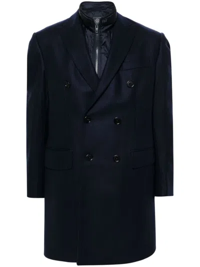 Fay Mantel Im Layering-look In Blue