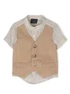 Fay Layered-design Stripe-pattern Shirt In Nude