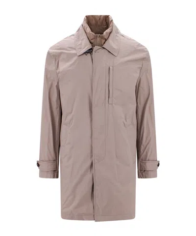 Fay Layered Design Trenchcoat In Nude