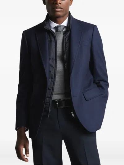 Fay Layered Flannel Jacket In Blue