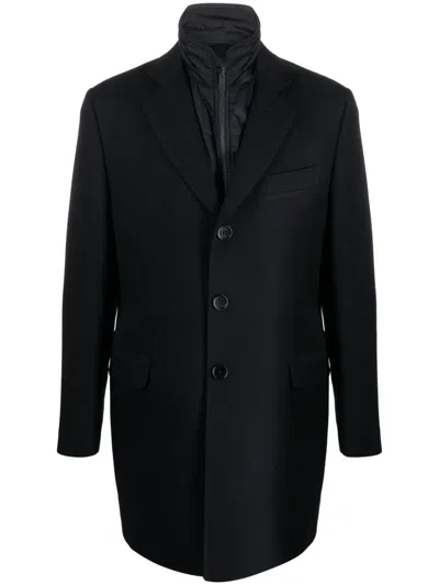 Fay Layered Single-breasted Coat In Blau