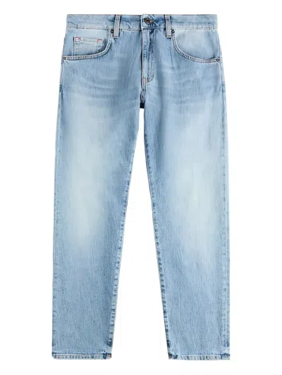 Fay Leather-patch Jeans In Blue