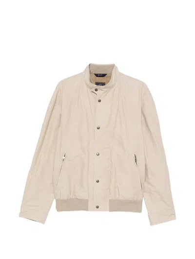 Fay Light Beige Bomber Stand Collar Jacket In Neutral